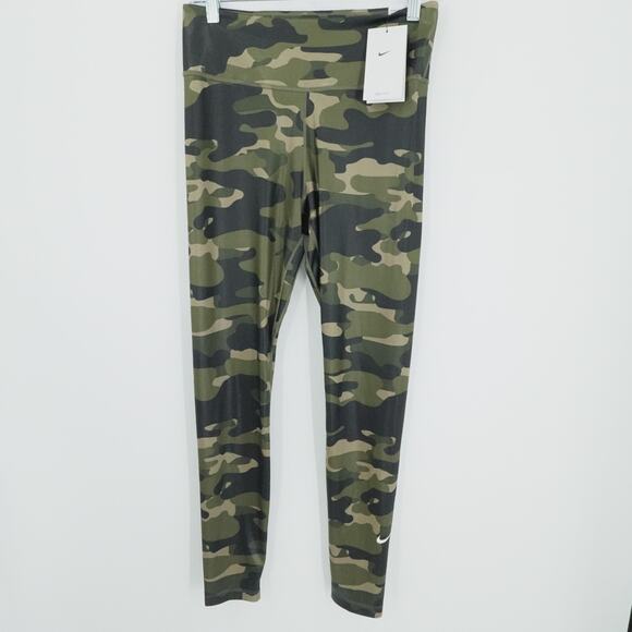 Nike Legging Womens Medium Green Camo One Dri FIt Trainging Gym Workout Stretch - Picture 1 of 14